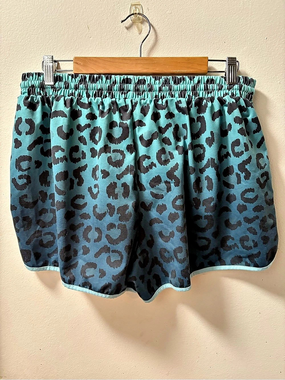 Jess Lea Leopard Print Athletic Shorts Blue 2XL Like New
